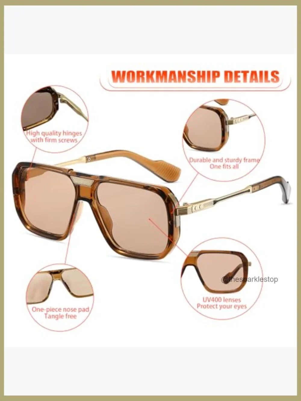 Vintage Retro Rectangle Sunglasses Chunky Frame Square Sunglasses UV400